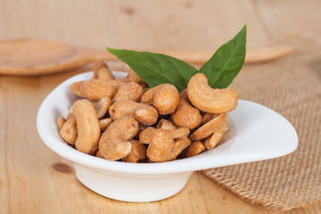 fresh cashew nuts in a bowl