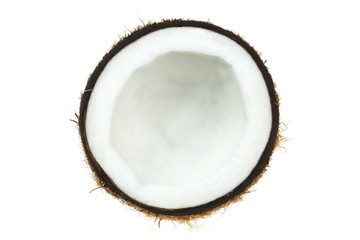 round slice of dry coconut isolated on white