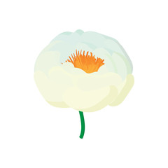 White flower icon, cartoon style