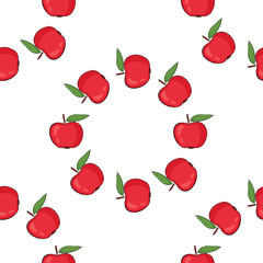 Seamless pattern background with red apples.