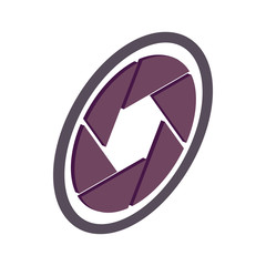 Camera aperture icon, isometric 3d style