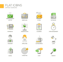 Set of modern office line flat design icons and pictograms