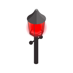 Red light icon, isometric 3d style