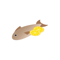 Fish dish icon, isometric 3d style 