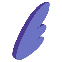Purple simple wing icon, isometric 3d style