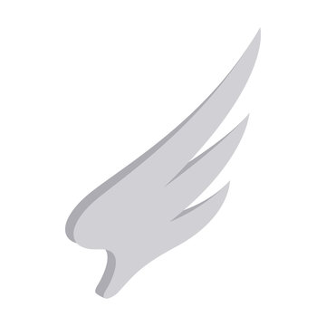 Light gray wing icon, isometric 3d style