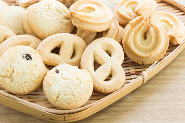 Cookies in bamboo bowl