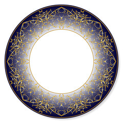 Gold circular pattern on a blue background - 107223328