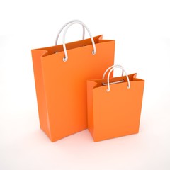 Paper Shopping Bags isolated on white background. 3d rendering.