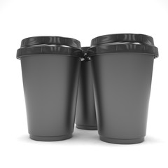 Three paper coffee cups. 3d rendering.