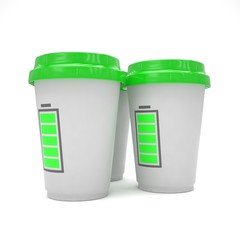Three paper coffee cups. 3d rendering.