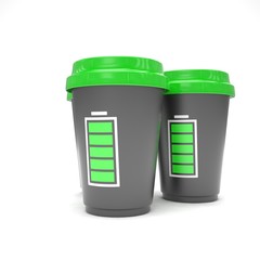Three paper coffee cups. 3d rendering.