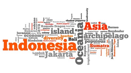 Fototapeta premium Indonesia tag cloud