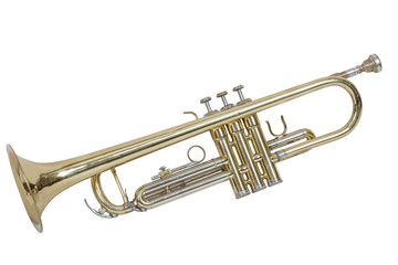 Fototapeta na wymiar classical wind musical instrument cornet isolated on white background