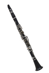 classical woodwind musical instrument clarinet isolated on white background
