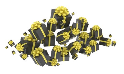 flying gift boxes. 3d rendering.