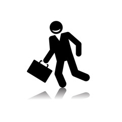 Black businessman with a briefcase icon. Vector illustration.
