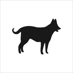 Dog silhouette simple icon on white  background