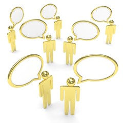 people with talk bubbles isolated over a white background. 3d rendering.