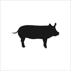 Pig silhouette simple icon on background