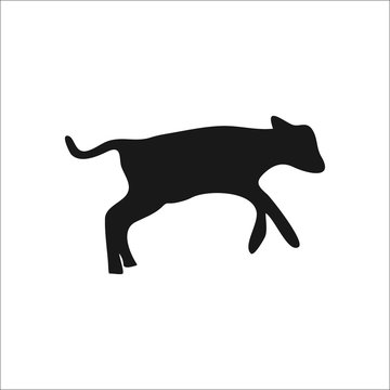 Cow calf silhouette simple icon on background