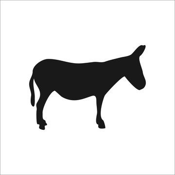 Donkey silhouette simple icon on white  background