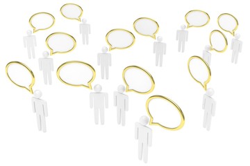people with talk bubbles isolated over a white background. 3d rendering.