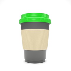 Coffee to go on white. 3d rendering.