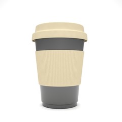 Coffee to go on white. 3d rendering.