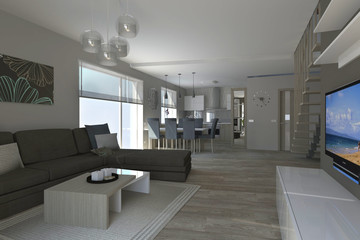 Fototapeta na wymiar Living Room Interior Design Project
