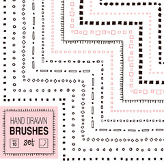 Vector hand drawn simple ornamental brushes set
