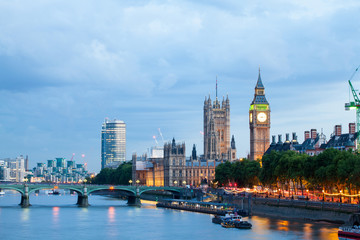 30. 07. 2015, LONDON , UK, London at dawn. View from Golden Jubilee bridge