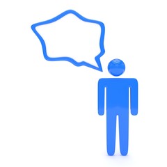 3d man with talk bubbles isolated over a white background. 3d rendering.