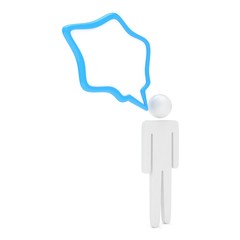 3d man with talk bubbles isolated over a white background. 3d rendering.