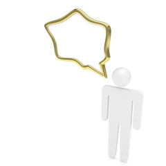 3d man with talk bubbles isolated over a white background. 3d rendering.
