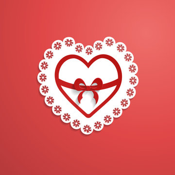 red background with a lacy heart
