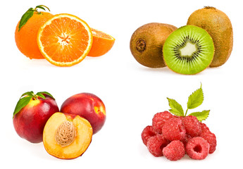 ripe tasty composition set of fruit isolated on white
