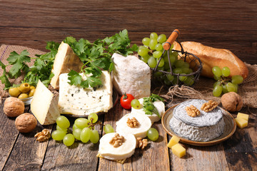 assorted cheese, salami and bread