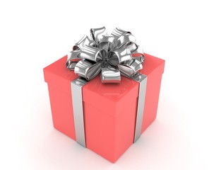 Obraz premium gift box with bows isolated on white. 3d rendering.