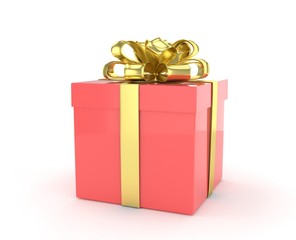 gift box with bows isolated on white. 3d rendering.