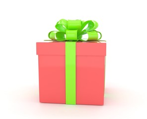 gift box with bows isolated on white. 3d rendering.