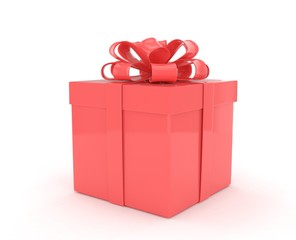 gift box with bows isolated on white. 3d rendering.