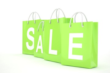 sale written on shopping bag. 3d rendering.