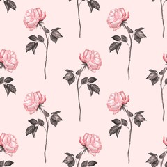 Rose. Watercolor seamless pattern 5