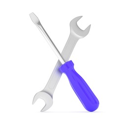 3D Illustration Wrench and screwdriver, service concept