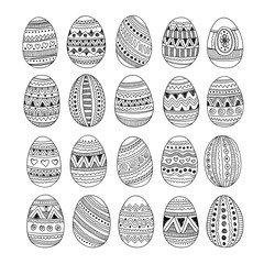 Hand drawn ornamental Easter eggs set