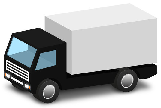 Isometric Truck Icon 3D with Shadow