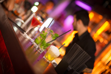 Mojito Cocktail in a Night Bar