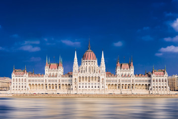 Fototapeta na wymiar Hungarian Parliament on Danube in Budapest Cityscape