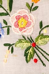 Vintage textile texture with beautiful, fine embroidery
